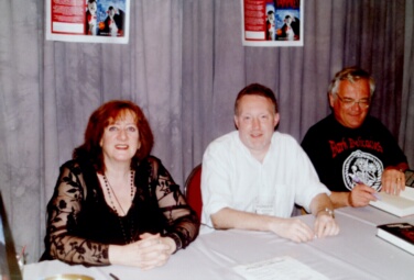 Nancy Kilpatrick with Steve Jones and Ramsey Campbell at the 2004 World Horror Convention in Phoenix, Arizona